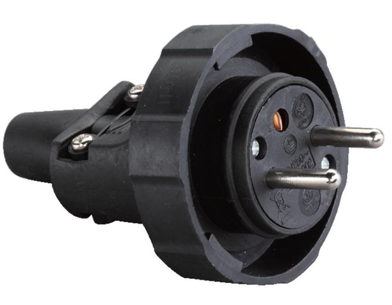 Strend Pro socket plug, for extension cable, 230V, IP65, 16A, rubber, black
